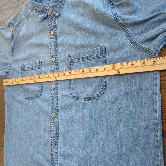 Vintage Levi’s Red Tab Denim Shirt Men’s L Distressed Button Front Long Sleeve - Picture 9 of 16